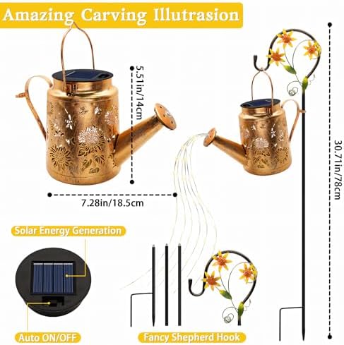 Solar Watering Can with Lights, Birthday Gifts for Mom Women Mother's Day, Outdoor Garden Decor Sunflower Solar Garden Lights for Outdoor Pathway Yard Lawn Patio, Waterproof Gardening Decorations - Image 4