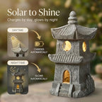 Resin Pagoda Japanese Stone Lantern Solar Outdoor Figurine Lights, Zen Garden Decor for Yard, Patio, Pathway, Landscape Lighting - Image 2