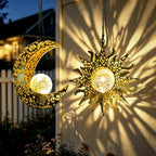 Solar Sun & Moon Lanterns Set, Hanging Decor for Garden, Gifts for Grandmom by QCF