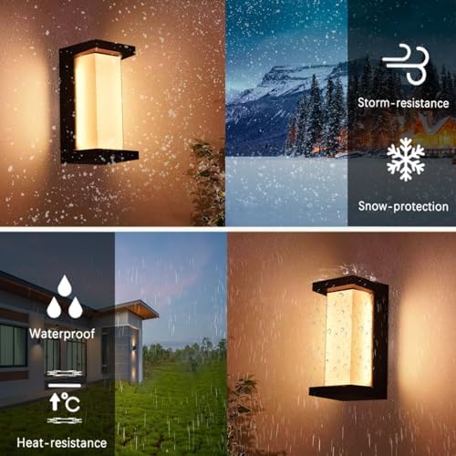 Rosykite Outdoor Porch Lights 3000K 40000K 5000K 3 Colors Selectable, LED Outdoor Light Fixtures Wall Mount 2 Pack, Super Bright 1500lm Aluminum Exterior Lighting Fixtures for Outside House Front Door - Image 3