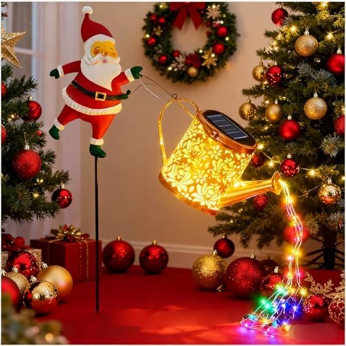 Christmas Solar Kettle Lights, Santa Watering Can Lights (Warm Light) - Image 7