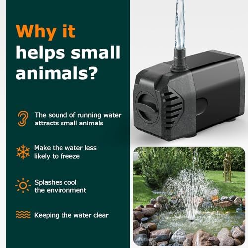 POPOSOAP Solar Fountain Pump, 20W Solar Powered Water Pump with 6.6FT Water Pipe, 320GPH Solar Pond Pump for Pond, Fish Tank, Yard and Wildlife Garden - Image 2