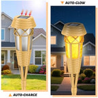 Solar Torch Lights, Flickering Flame Bamboo Outdoor Lights, 2‑Pack - Image 2