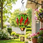 Cardinal Solar Lantern, Glass Hot Air Balloon Light with Flickering Flame - Image 2