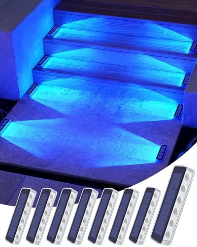 DetarZinLED Blue Solar Step Lights for Outside IP68 Waterproof Led 8 Pack by DetarZinLED