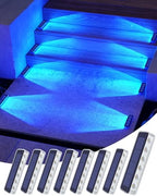 DetarZinLED Blue Solar Step Lights for Outside IP68 Waterproof Led 8 Pack by DetarZinLED