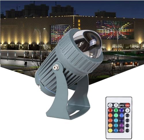Outdoor Wall Washer Lights - 10W Rotation Spot Lights, IP65 Waterproof Narrow Beam Spotlight, Long Range LED Flood Lights, Outdoor Architectural Landscape Lighting(RGB+Remote Control,12V) by Unknown