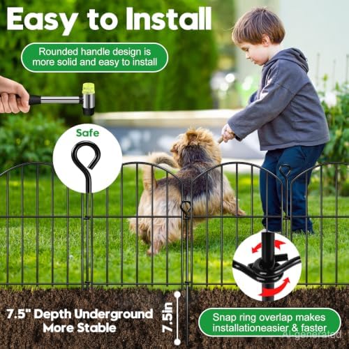 Decorative Garden Fence 17in (H) x30ft (L),Arched Rustproof Metal No Dig - Image 4