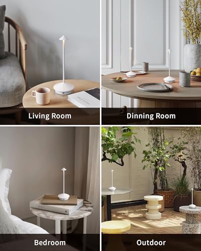 Modern Cordless Table Lamp Set of 2, White Portable LED Desk Lamps - Image 6
