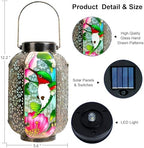 Hummingbird Solar Lantern Outdoor Hanging Lights – Waterproof Metal Garden Decor with Stained Glass, LED Solar Decorative Lamp for Patio, Yard, Porch, Pathway, Gardening Gifts for Mom, Grandma, Women - Image 3