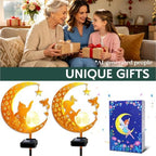 Solar Garden Decor Outdoor Statue, 2 Pack Moon Fairy Garden Figurines with Cat&Dog Design Birthday Gifts for Mom Women Grandma Solar Stake Lights for Patio, Yard, Lawn, Pathway (Warm White) - Image 2