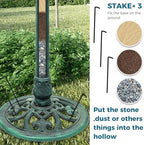 Bird Bath with Solar Fountain Tall Set - Large Resin Bird Bath for Outdoors Garden Decor - Heavy Duty Bird Baths for Clearance Made in USA - Perfect Addition to Your Backyard(Green) - Image 6