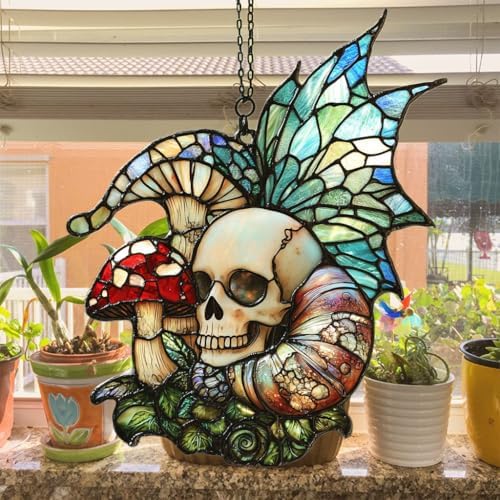 Boho Skeleton Mushroom Acrylic Suncatcher - Image 4
