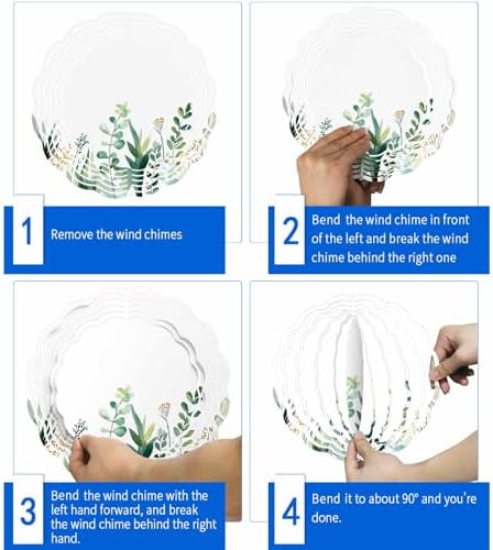 Wind Spinners for Yard Garden, Watercolors Gradient Green Leaves 3D Stainless Steel Round Hanging Spinners Indoor Outdoor Kinetic Yard Art,12 Inch, Rural Plants - Image 5