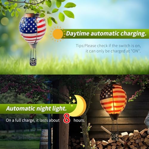 Hot Air Balloon Solar Lantern with Flame Flag - Image 3