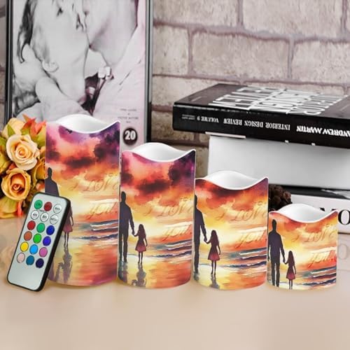 I Love You Dad Flameless Candles with Remote Control and Timers Color Changing Pillar Candles Battery Operated Home Fathers Day Decoration - Image 4