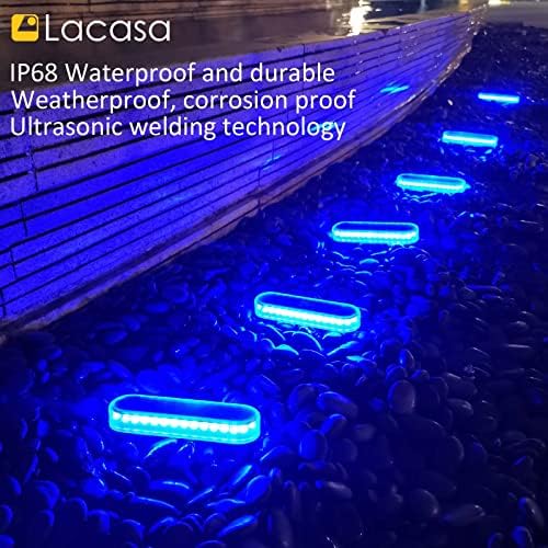 Lacasa Solar Dock Lights Marine 4-Pack - Solar Powered Blue LED Deck & Step Lights, IP68 Waterproof for Patio, Walkway, Pathway, Backyard - Image 4