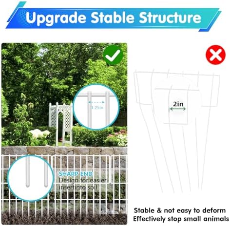 26 Panels No Dig Fence, 28ft(L) x 17in(H) Dog Digging Fencing Barrier, 1.2in Gap Animal Barrier for Bottom of Fence, Rustproof Metal Garden Edging Border Ground Defense for Outdoor Patio, White - Image 4
