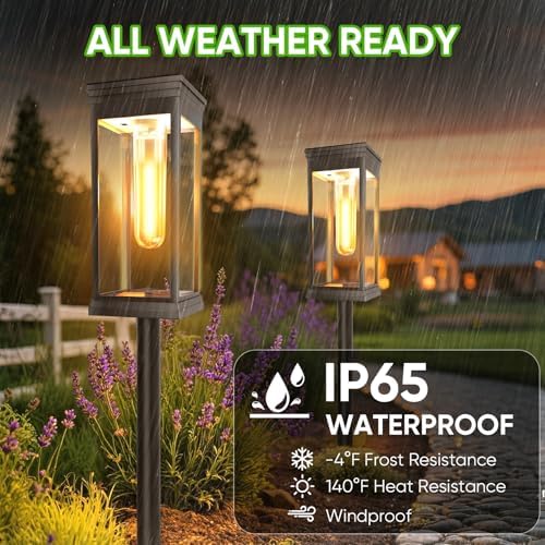 8 Pack Solar Pathway Lights Outdoor,IP65 Waterproof - Bright Solar Lights Outdoor,Auto On/Off Pathway Lights Solar Powered,Solar Path Lights for Walkway Driveway Garden - Image 3