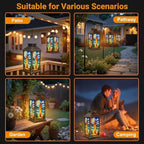 Solar Lantern Outdoor Waterproof Stained Glass Surfboard Vibrant Ocean Beach Garden Decor LED Hanging Solar Lights Tabletop Lamp Gifts for Women Mom Outside Yard Patio Porch - Image 6