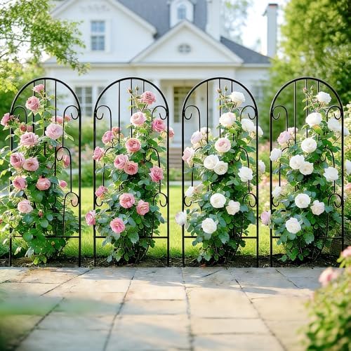 4 Pack Arched Iron Trellis, 45" H x 15.9" W, Decorative Scrollwork - Image 7