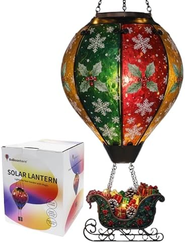 Snowflake Hot Air Balloon Solar Lantern, Christmas Hanging Garden Light by Balloontern