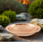 Handcrafted Hammered Copper Birdbath Bowl Rolled Edge Outdoor Garden Wildlife Water Vessel Patio Yard Landscape Accent - Image 3