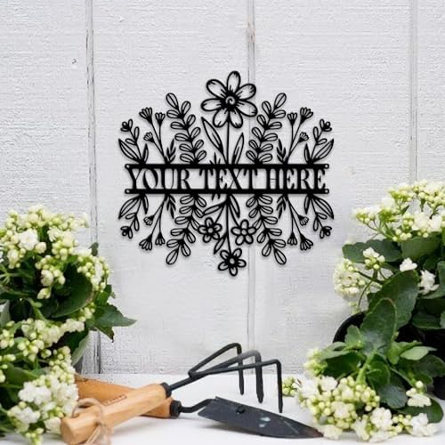 MeMate Custom Name Garden Sign - Metal Flowers Art Decoration, Personalized, 8-24 Inches, Housewarming Gift - Image 3