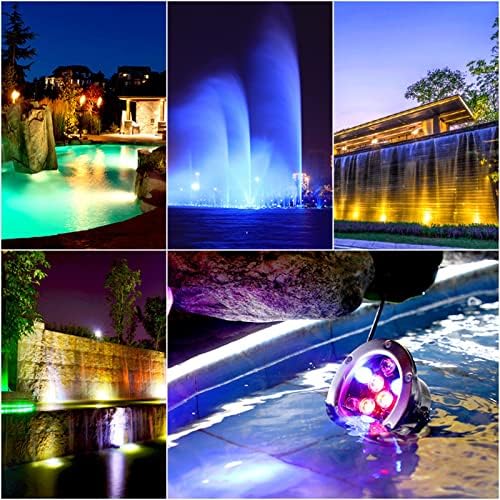 RGB Pond Light LED Underwater Submersible with Remote Control, Stainless Steel IP68 Waterproof Pool Lamp Colorful Landscape Light(AC12V,6W) - Image 7