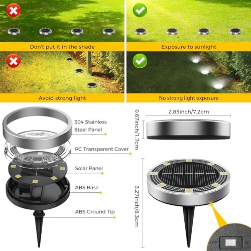 30 Solar Lights Outdoor Waterproof, 8 LED Solar Ground Lights - Image 7