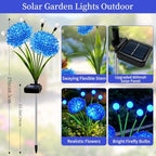 VOOKRY Solar Flowers Outdoor Waterproof, 4 Pack Blue Garden Lights with Swaying Firefly Lights, Flower Light Garden Decor for Yard Patio Pathway Lawn Grave, Gardening Gifts for Women Mother's Day - Image 2