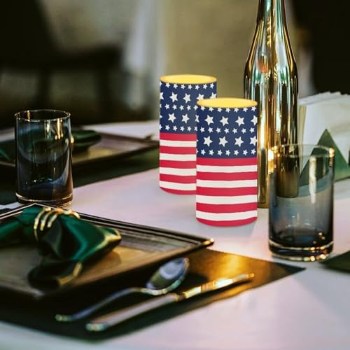 American Flag Flameless Candles Battery Operated LED Candles with Color Changing Timer Remote Control Plastic Pillar Flameless Lights for 4th of July Patriotic Decoration - Image 3