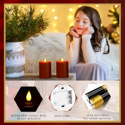 Retisee Flameless LED Candles Real Wax, 4 Pcs, Burgundy Red, 3 x 4 in - Image 4