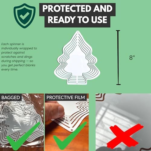 echomerx 5-Pack Sublimation Wind Spinner Blanks 8" – Metal Hanging Windspinners for Sublimation, Indoor Outdoor Yard Décor Sculpture, Includes Hooks, Christmas Tree – Sublimate at 385°F - Image 4