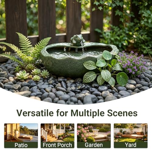 Ceramic Solar Water Fountain Outdoor – 11" Glazed Frog Solar Garden Fountain, Solar Powered Fountain for Garden, Patio, Yard, Tabletop - Image 6
