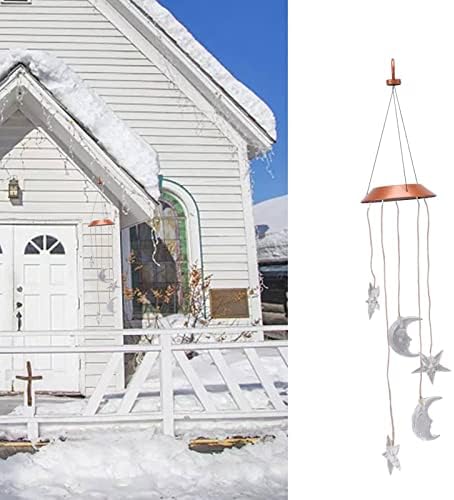 Solar Color Changing Wind Bell Moon and Star, LED Decorative Mobile, Gift for Mom, Waterproof Outdoor Lights for Garden,Party, Yard, Window Decoration - Image 2