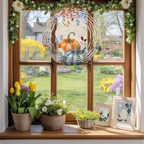 Fall Wind Spinner Stainless Steel Spinner for Yard and Garden Wind Sculptures 12 Inch 3D Crafts Ornaments Hanging Wind Spinner for Outdoor & Indoor Decorations - Image 4