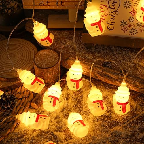 CAKERS Christmas Decor String Lights|Creative Cute Novelty Fairy Lights|Hanging Copper Wire Lights|Night Lights for Birthday Party Xmas Tree Decor,Xmas Scarf Snowman,3m(9.8ft)-20LED-USB - Image 7