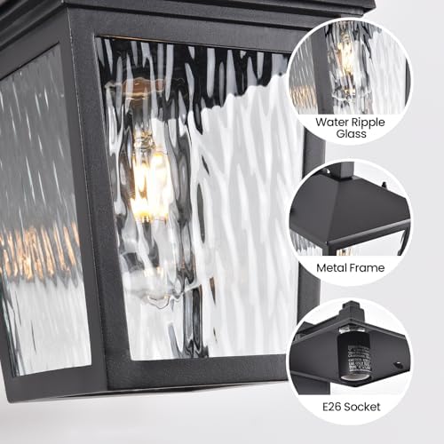 Dusk to Dawn Outdoor Wall Sconce, Black Exterior Wall Lantern Light - Image 2