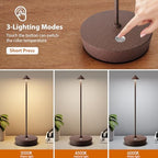 2Pack Rechargeable Cordless Table Lamp, Portable Powered LED Battery 6000mAh Metal USB Desk Lamp, 3 Levels Brightness Light for Restaurants Outdoor (2pack ferruginous) - Image 3