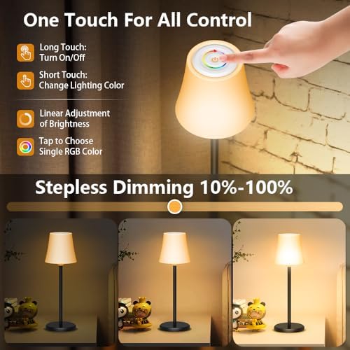 2 Pcs Watrerproof Shower Lamp led Rechargeable Cordless Touch Lamps - Image 4