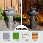 Glitzhome Outdoor Water Fountain with Lights & Pump, 26" H 2-Tiered Polyresin Bird Bath Fountain Floor-Standing Water Feature Waterfall Fountain for Garden, Yard, Patio, Home Decor - Image 5