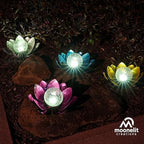 MCSLOTUS-S Silver Lotus Flower Solar LED Garden Light with Crackled Glass Globe – Waterproof Metal Outdoor Décor - Image 7
