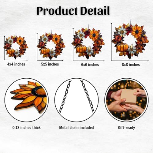 Autumn Pumpkin Wreath Acrylic Suncatcher - Image 2