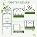 YOBAZAN 4 Pack 71x19.7in Rustic Iron Arch Decoration Garden Trellis with Black Metal Coating – Perfect for Supporting Climbing Plants Outdoor, Roses, Vines, Flowers, and Vegetables. - Image 4