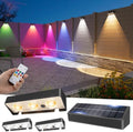 JOFIOS Solar Fence Lights Outdoor with Remote, 4 Pack, 9 Fixed Colors ＆ Color Changing Fence Lights Solar Powered Waterproof IP65 Dusk-to-Dawn LED Deck Lighting for Patio, Railing, Pool by JOFIOS
