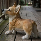 Elenon Dog Garden Statue Decorative for Yard, Brown Corgi Figurines Home Lawn Decor, Patio Kitten Tuxedo Statues Pets Memorial Ornament for Dog Lovers - Image 2
