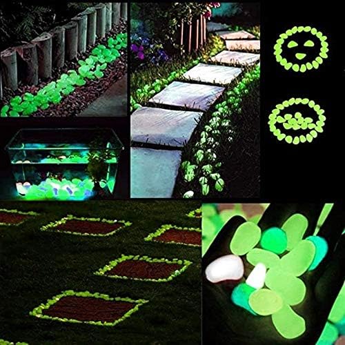 Glowing Stone Yellow Pebbles Glowing Green in The Dark, Luminous Stones for Pavement Decoration in Gardens and Parks, Shiny Plastic Pebbles for Potted Fish Tanks (Size : 300PCS) - Image 3