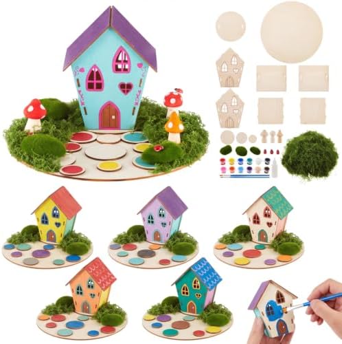 Kathfly 6 Sets Wooden Fairy House DIY Kit, Craft, Fairy House by Kathfly