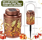 Cooo 4 Pack Solar Lanterns Outdoor Waterproof Hummingbird Red_Sage Solar Pathway Lights Landscape Path Christmas Gifts for Women Mom Grandma Outdoor Table Lamps Garden Yard Backyard Decor -Rose Gold - Image 2